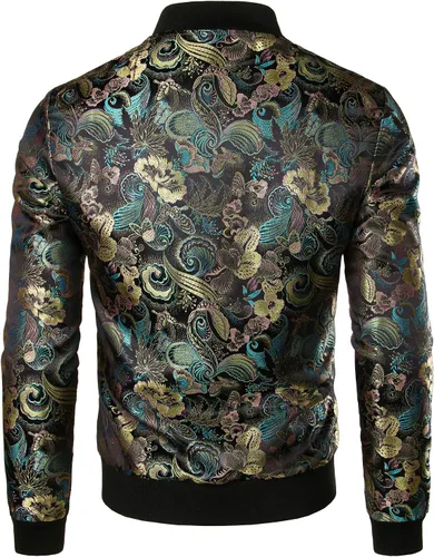 Vista 3 de JOGAL - Chaqueta de lujo satinada con bordado floral, para hombre