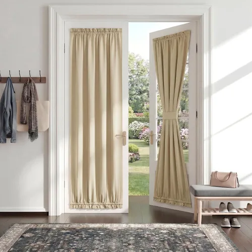 Vista 39 de PONY DANCE Persianas para puertas – Paneles opacos para tratamiento de ventanas, cortinas sólidas de alta resistencia con bolsillo para barra
