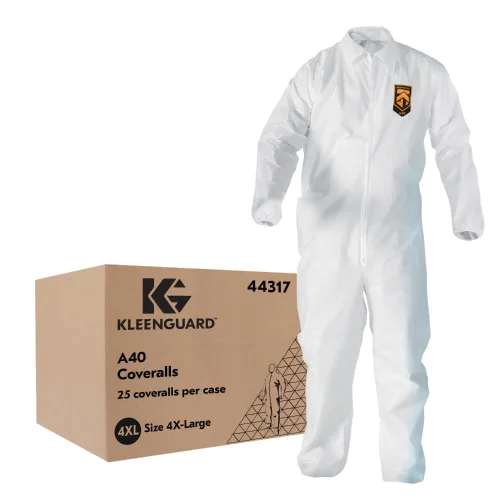 Vista 11 de Cobertor A40 con cierre zipper, desechable, con puños elásticos, blanco, caja de 25 unidades, XL, Blanco, 25