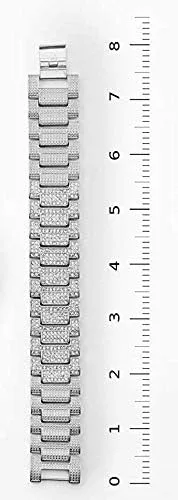 Vista 5 de Ostentoso reloj de hombre con carátula oblonga de metal y extensible a juego - 8475BM.