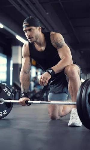 Vista 4 de Fitgriff® Correas de muñeca para levantamiento de pesas, gimnasio, peso muerto, entrenamiento (hechas de algodón premium y acolchadas) - Hombres