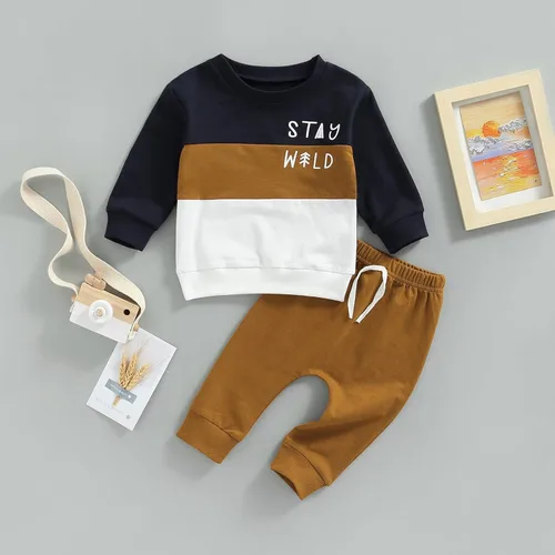 Vista 6 de Doisbetthsay Ropa de otoño e invierno para bebés y niños pequeños, sudadera con cuello redondo, sudadera con cuello redondo y pantalón largo, 2