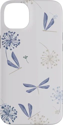 Vista 15 de Bonita funda para iPhone 17 con diseño de libélula de diente de león azul lavanda beige