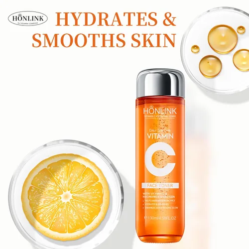 Vista 8 de Tónico facial hidratante con vitamina C de 4.4 fl oz, tónico diario suave con niacinamida y ácido hialurónico, cuidado de la piel sin alcohol