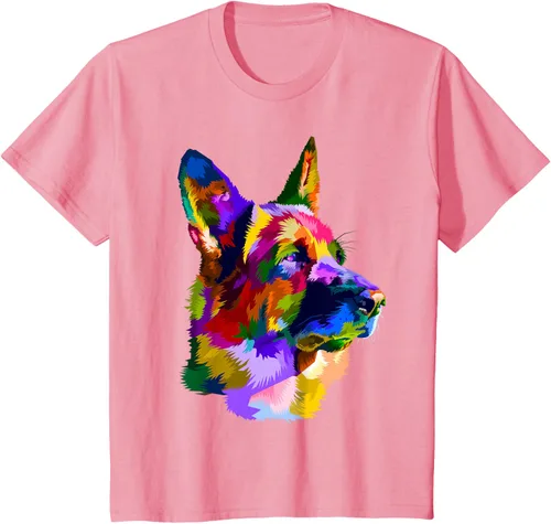 Vista 95 de Camiseta con retrato de pastor alemán para dueños de perros, Negro, S