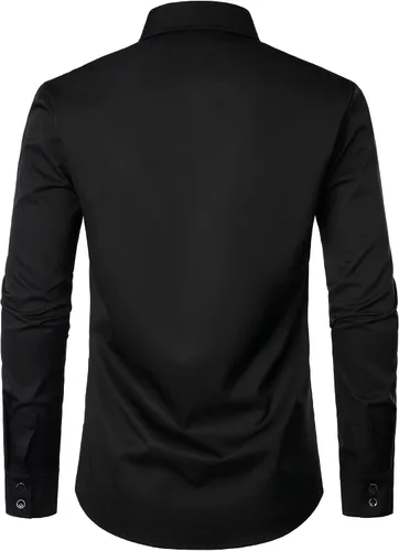 Vista 3 de ZEROYAA Camisas de vestir para hombre con diseño de bordado de hipster de manga larga con botones