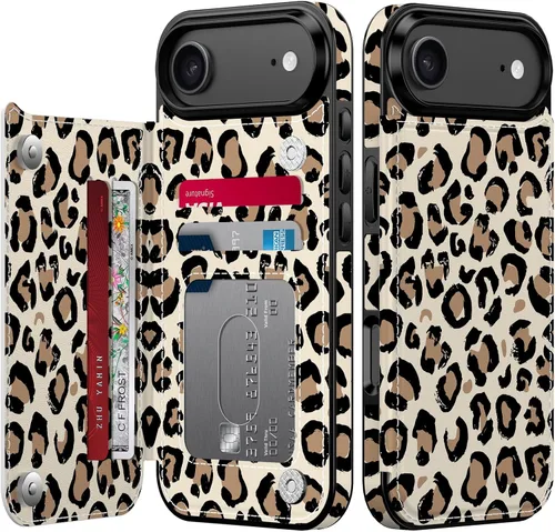Vista 316 de LETO para iPhone 15 Pro Funda tipo cartera - Tapa tipo folio con patada - Diseños de moda - Tarjetero - Funda protectora para mujeres y niñas - 6.1