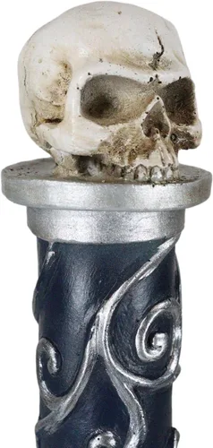 Vista 2 de Ebros Gift Wicca Occult Witchcraft Black Magic Inverted Heart Blue 'Drink Me!' Botella decorativa de poción con dedos de esqueleto, bordes plateados