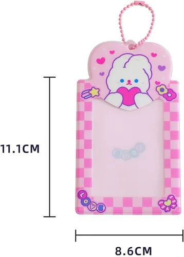 Vista 5 de Paquete de 4 soportes para tarjetas fotográficas de conejo Kpop Y2K, funda para fotos de dibujos animados, tarjeta de crédito, funda protectora