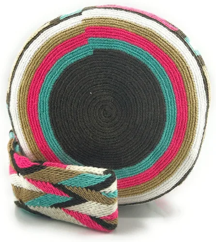 Vista 3 de Bolsos Colombianos, Mochila Wayuu, 100% Original Algodón Colombiano Bolsa de Cubo hecho a mano. (DESING)