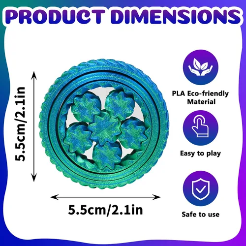 Vista 2 de Paquete de 2 juguetes para ansiedad impresos en 3D, anillos sensoriales de color degradado para adultos y niños, juguetes de escritorio silenciosos