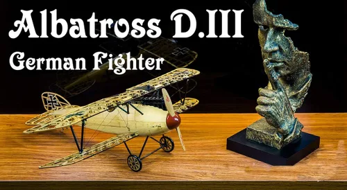 Vista 6 de Viloga Rompecabezas de madera 3D de avión de albatros D.III, kit de modelo de biplano de madera de balsa cortado con láser, rompecabezas de madera