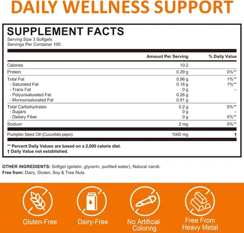 Vista 6 de Aceite de semilla de calabaza con palma enana americana, cápsulas de aceite de semillas de calabaza 2 en 1 para el crecimiento del cabello, 300