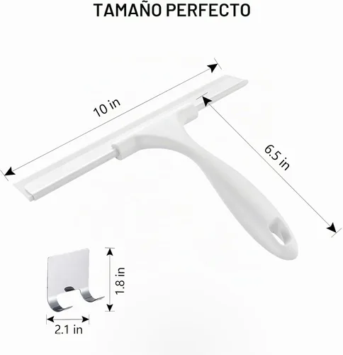 Vista 2 de SetSail Escobilla de goma para puerta de cristal de ducha, 10 pulgadas Blanco