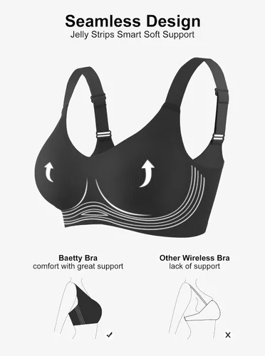 Vista 3 de Baetty Seamless Bras for Women No Underwire, Ultra Comfort Jelly Strip Wireless Bra, Adjustable Supportive Padded Bras (5474)
