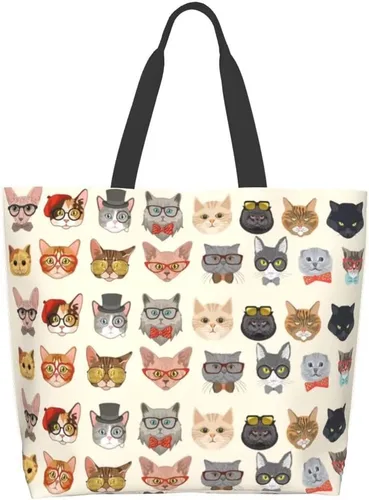 Vista 12 de Bolsa de compras reutilizable para mujer, bolsa de lona para compras casual, bolsa de hombro para viajes, playa y compras, regalos de Navidad