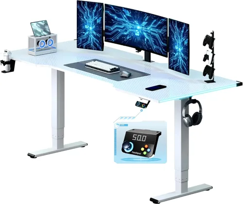 Vista 10 de FLEXISPOT - Escritorio eléctrico RGB de 55 pulgadas para juegos, escritorio