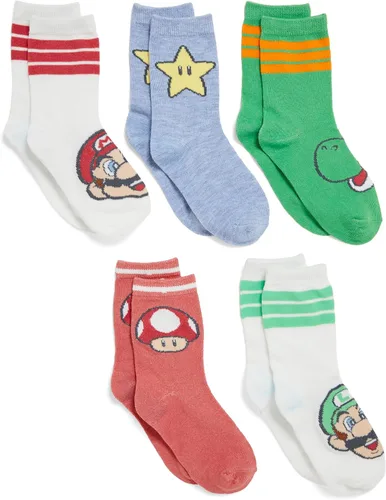 Vista 4 de Nintendo Boys' Super Mario 5 Pack Crew Socks