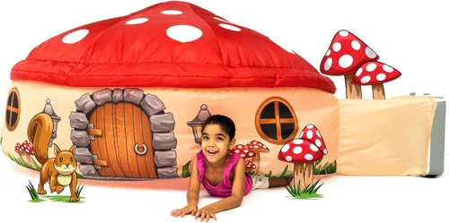 Vista 19 de AirFort - Fuerte inflable para niños, se construye en 30 segundos, tienda de campaña para jugar a partir de 3 años (pelota de playa azul)