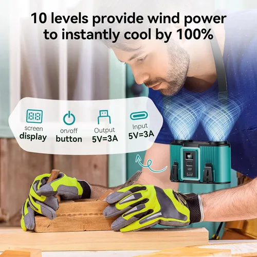 Vista 4 de Astaowl ventilador de cintura personal de 12000 mAh, clip recargable USB para la cintura para trabajar, 10 velocidades y 23H de enfriamiento