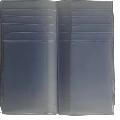 Vista 6 de Juego de 2 carteras largas de vinilo de plástico resistente para billetera larga para mujer, 12 páginas, Gris