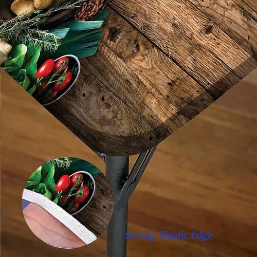 Vista 5 de Manteles de cosecha de verduras en mesa de madera, manteles decorativos para el hogar, se adapta a mesas de 24 x 24 pulgadas, ideal para la cocina