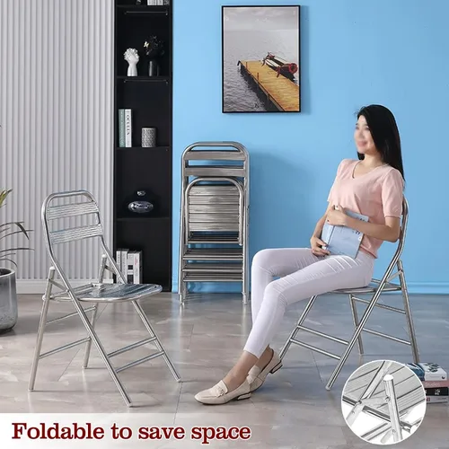 Vista 4 de 2 sillas plegables de acero inoxidable 304, sillas de césped plegables, sillas portátiles para adultos, ahorra espacio, para eventos, oficina, boda