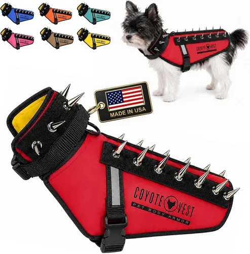 Vista 19 de CoyoteVest Chaleco Protector de Arnés para Perro, Accesorios Reflectantes para Perro con Picos para Proteger a tu Mascota de Ataques de Rapaces