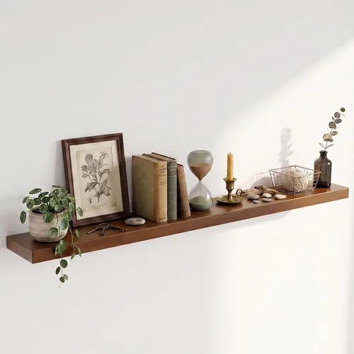 Vista 29 de Estantes flotantes de 20 pulgadas para pared, estante flotante de madera maciza de alta gama con soporte invisible resistente, estantes de pared