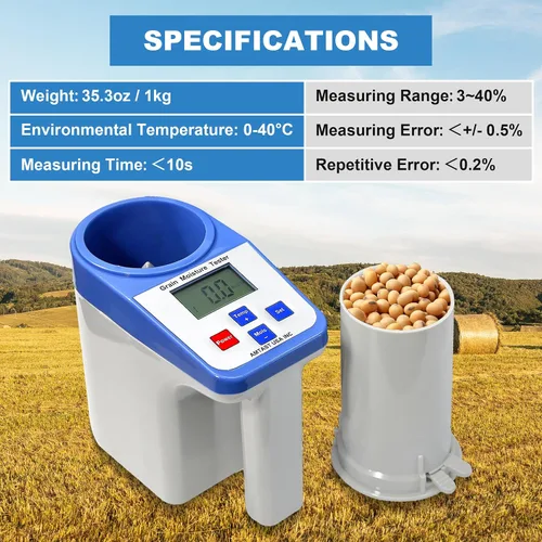 Vista 3 de Medidor de humedad de grano Probador inteligente de humedad de grano para 16 granos Prueba de humedad de granos de café Arroz Trigo Mijo Soja Maíz