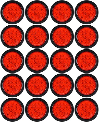 Vista 13 de Astra Depot Juego de 4 unids rojo 4 "redondo 12 LED Stop Running Luz trasera Ojal Plug para vehículo largo camión remolque