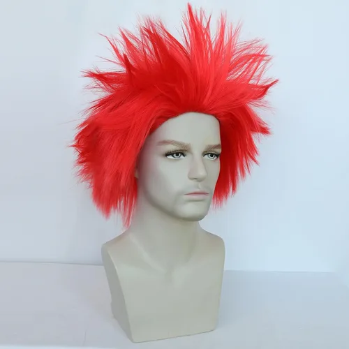 Vista 4 de ANOGOL Peluca roja loca para hombres y mujeres, pelucas de anime rojas Rojo