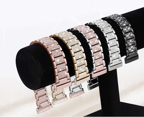 Vista 6 de Bandas brillantes compatibles con Fitbit Sense 2/Sense/Versa 4/Versa 3, pulseras de repuesto para mujer, pulsera elegante y lujosa para mujer Negro