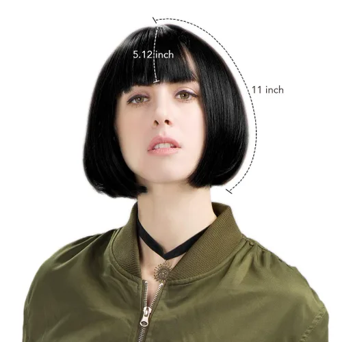 Vista 4 de REECHO peluca corta con flequillo, de cabello sintético, para cosplay, para mujeres