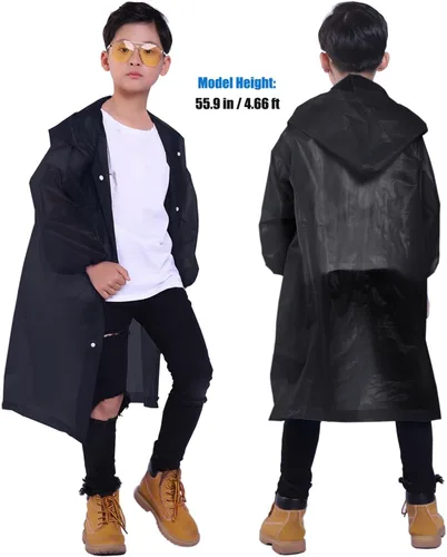 Vista 76 de Chaqueta de lluvia para niños, paquete de 2 ponchos de lluvia para niños, impermeables reutilizables para niños y niñas, impermeable, para exteriores
