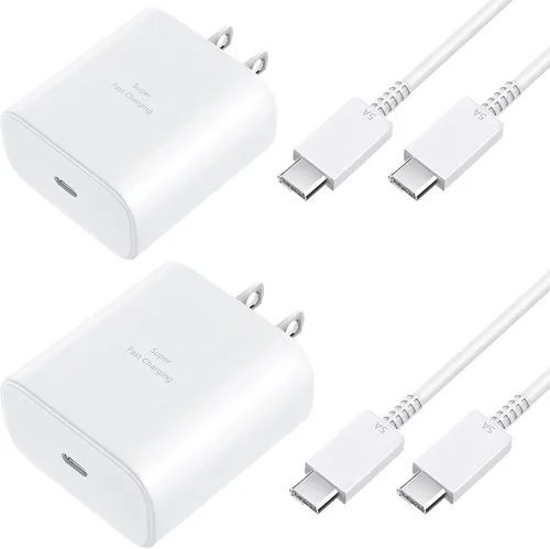 Vista 10 de Cargador rápido USB C de 45 W, cargador súper rápido de 45 vatios tipo C con cable de carga rápida Android de 6.6 pies para Samsung Galaxy S26