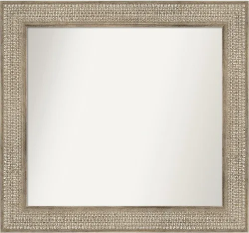 Vista 390 de Amanti Art Espejo de baño plateado para sobre fregadero, 26 x 26 pulgadas, espejo cuadrado de níquel pulido, marco de madera tradicional mediano, se