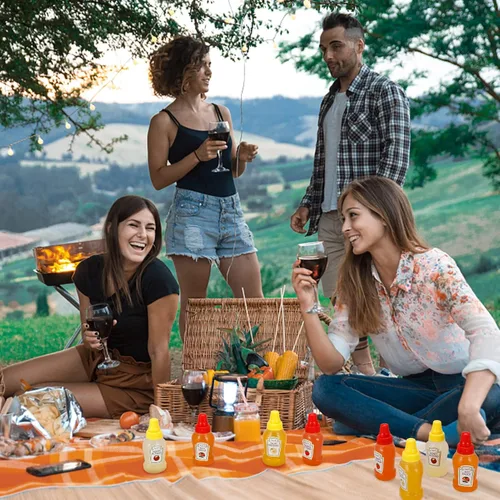 Vista 7 de Jspupifip Mini botellas de salsa de tomate con tapa de rosca resistente, mini botellas exprimibles de condimentos portátiles de salsa de miel