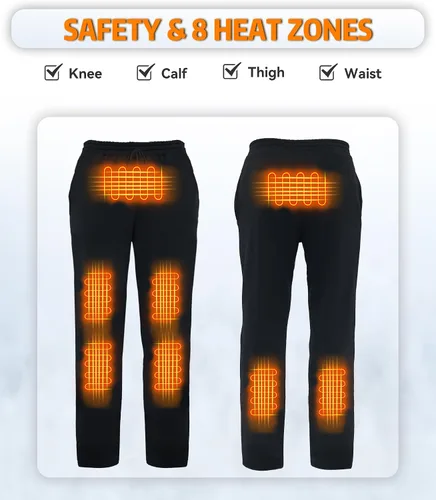 Vista 4 de FERNIDA Pantalones térmicos con batería eléctrica USB para hombres y mujeres, pantalones deportivos con calefacción de forro polar con bolsillos