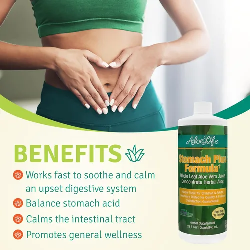 Vista 4 de Aloe Life - Fórmula Stomach Plus, tónico de acción rápida para niños, adultos y personas mayores, apoya la digestión saludable y ayuda a calmar