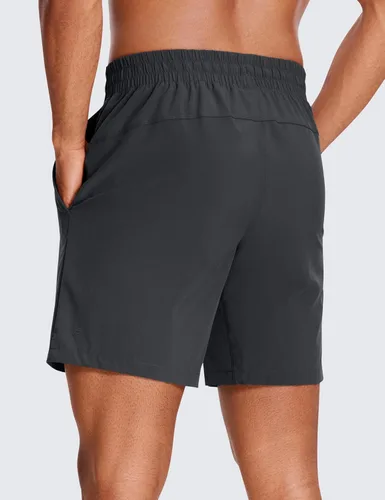 Vista 2 de CRZ YOGA Pantalones cortos de correr 2 en 1 para hombre con forro 5, 7 y 9 pulgadas, de secado rápido, pantalones cortos deportivos con bolsillos