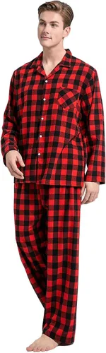 Vista 5 de Umeyda Conjunto de pijamas de Navidad familiares a juego, pijamas a cuadros de manga larga para adultos y niños