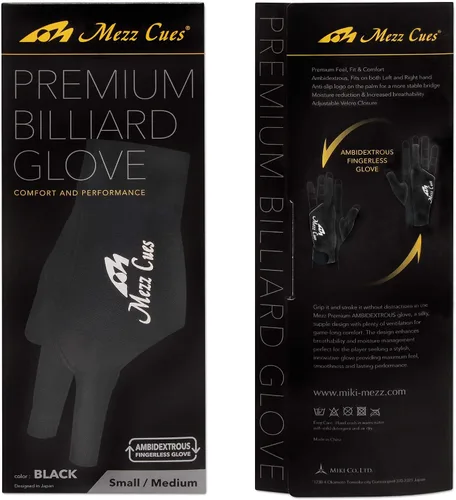 Vista 5 de MEZZ Guante de billar premium, se adapta a cualquier mano (Grande/XL, negro)