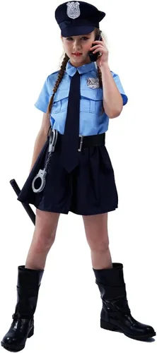 Vista 3 de Liatunou Disfraz de oficial de policía para niñas, conjunto de uniforme de policía de Halloween