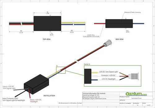 Vista 5 de Oznium Paquete de perno de luz LED bicolor ámbar/blanco y controlador LED Switchback