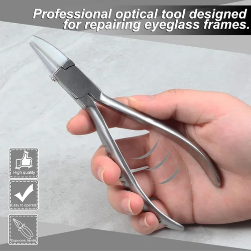 Vista 5 de Alicates para marco de lentes de 6 pulgadas, mandíbula de nailon medio plano, herramientas de reparación y montaje de gafas con destornillador