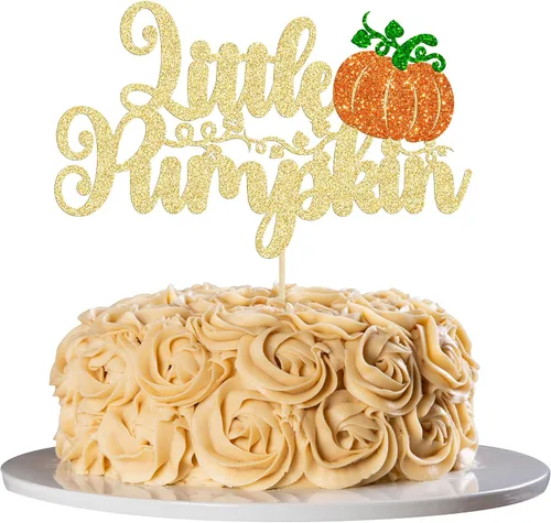 Vista 9 de 24 adornos para cupcakes de calabaza para niños o niñas con purpurina para revelación de género, decoración para cupcakes de calabaza, pies