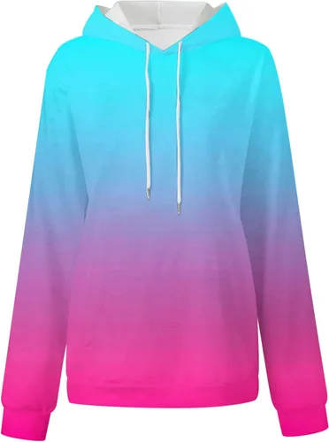 Vista 4 de Ceboyel Sudadera de gran tamaño con estampado de neón para mujer, sudadera con cordón, suéter de moda, ropa de moda de otoño 2023
