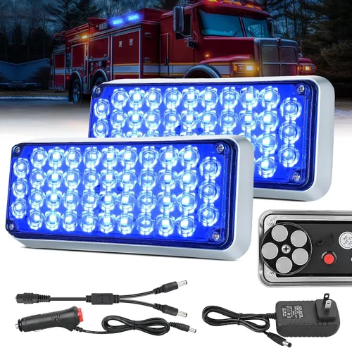 Vista 14 de Nilight Luces estroboscópicas magnéticas inalámbricas, 2 unidades, 12 luces LED ámbar de advertencia de emergencia, 18 patrones de destello