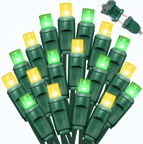 Vista 10 de LAMPHOME 100 unidades (2 paquetes de 50L) de luces de cadena, 30% de bombillas centelleantes y 70% de bombillas de luz constante, luces de Navidad